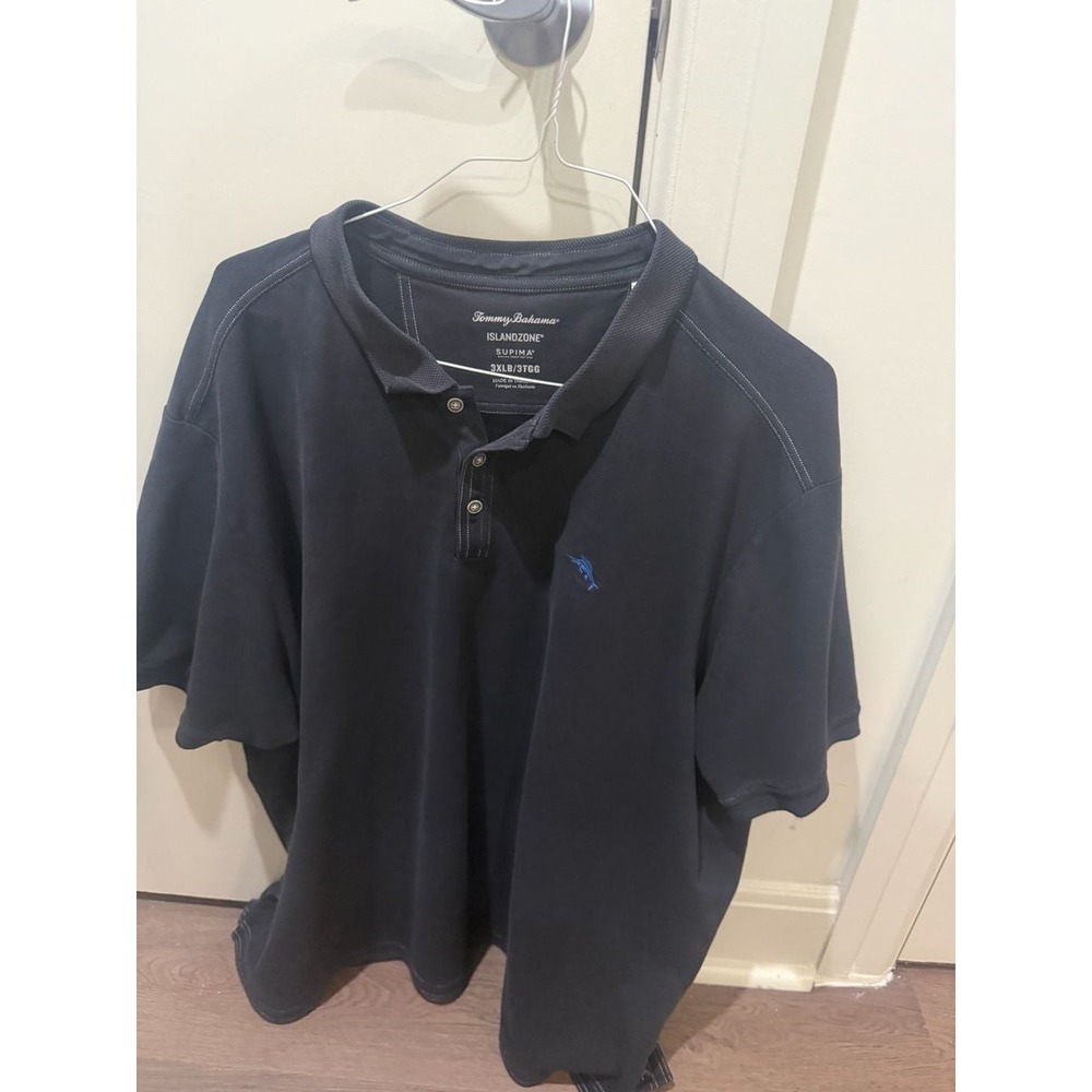 Tommy Bahama IslandZone‎ Supima Cotton Polo Shirt Mens 3XLB Black Short Sleeve